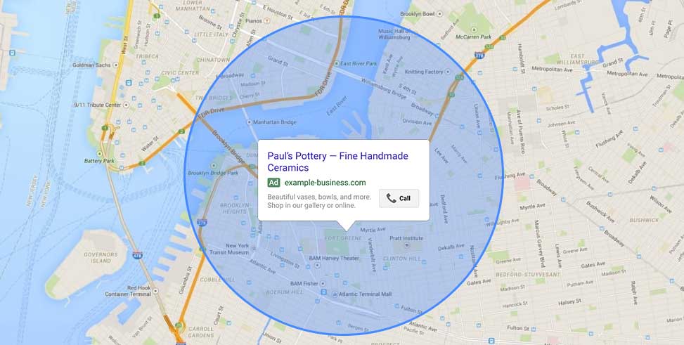 Google Ads geographic targeting radius