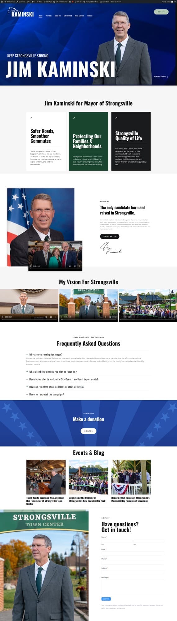 Jim Kaminski for Mayor: Website Design